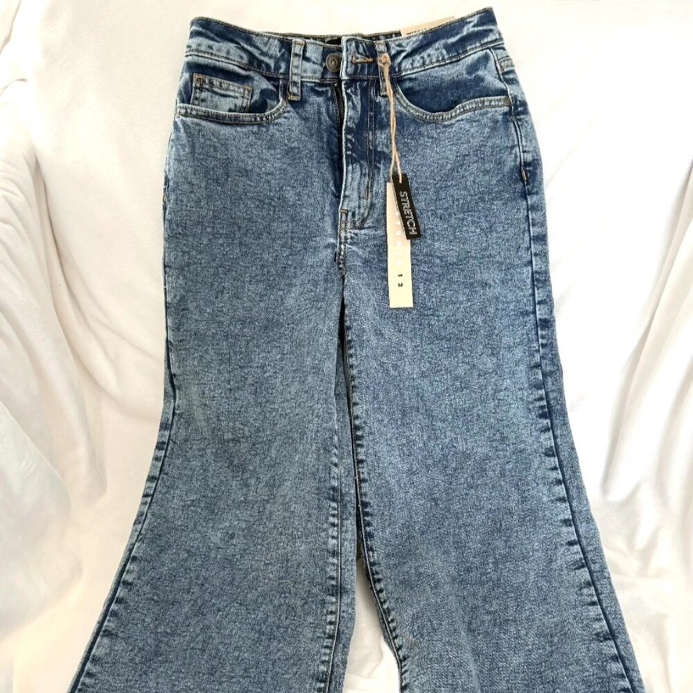 Studio 12 High Rise Wide Leg Baggy Jeans Juniors Blue Size 1 / 25 NWT - Picture 2 of 15